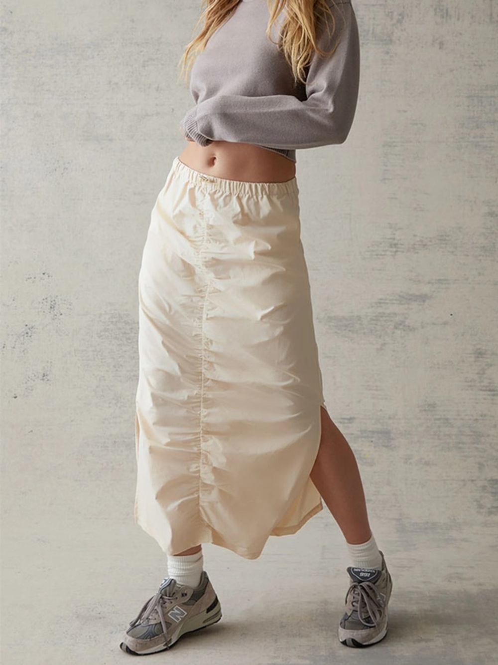 pacsun cinched front midi skirt